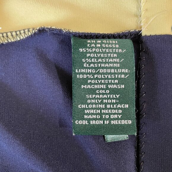 Lauren Ralph Lauren Dress SZ 8 Navy Yellow Sheath Career Minimalist Classic Chic - Picture 10 of 10